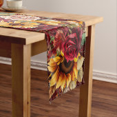 秋秋をテーマにした燃えるバラヒマワリ ショートテーブルランナー (インサイチュ)
