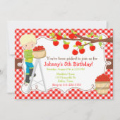 秋秋アップルピックブロンド誕生日 招待状 (正面)