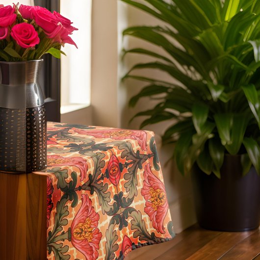 秋秋アールヌーボーフローラオレンジグリーン テーブルクロス