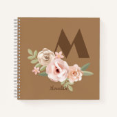 秋秋イニシャルヴィンテージフローラ名前をカスタムする ノートブック (正面)
