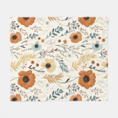 秋秋オレンジフローラルパターン フリースブランケット (正面(横))