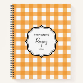 秋秋オレンジ格子柄レシピクックブック ノートブック