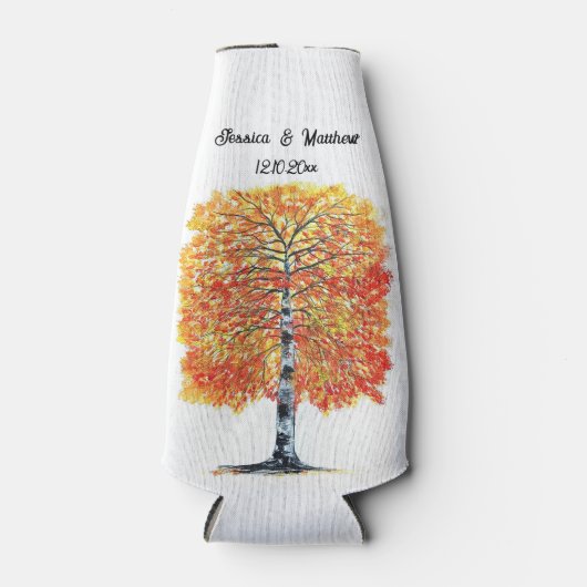 秋秋オレン離れジ樺の木の結婚木 ボトルクーラー (正面)
