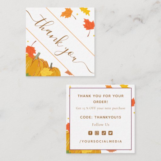 秋秋カボチャありがとう割引&社会 スクエア名刺 (正面/裏面)