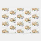 秋秋カボチャひまわり収穫模様 ラッピングペーパーシート (正面)