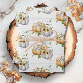 秋秋カボチャひまわり収穫模様 ラッピングペーパーシート