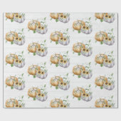 秋秋カボチャひまわり収穫模様 ラッピングペーパー (フラット)