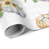 秋秋カボチャひまわり収穫模様 ラッピングペーパー (ロールコーナー)