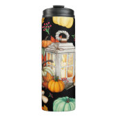 秋秋カボチャをテーマにしたブラック タンブラー (正面)