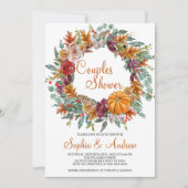 秋秋カボチャカップルのシャワー招待状 招待状 (正面)