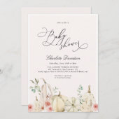 秋秋カボチャピンクの柔らかい女の子のベビーシャワー 招待状 (正面/裏面)