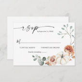 秋秋カボチャフローラウェディングRSVPカード エンクロージャーカード (正面/裏面)
