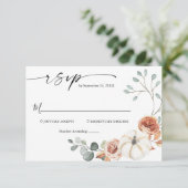 秋秋カボチャフローラウェディングRSVPカード エンクロージャーカード (スタンド正面)