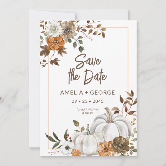 秋秋カボチャフローラフレーム招待状 招待状 (正面)
