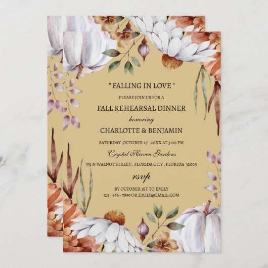秋秋カボチャフローラリハーサルディナー 招待状 (正面/裏面)