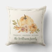 秋秋カボチャ感謝祭パーソナライズされた クッション (正面)