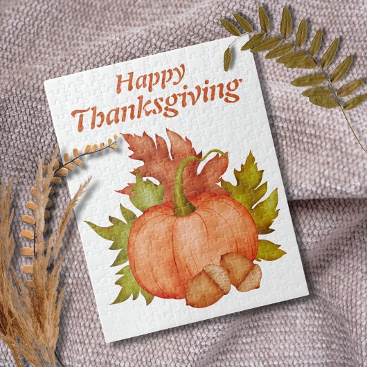 秋秋カボチャ素朴ハッピーサンクスギビング ジグソーパズル