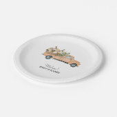 秋秋カボチャ素朴フローラヴィンテージトラック ペーパープレート (アングル)