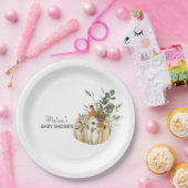 秋秋カボチャ素朴フローラ緑 ペーパープレート (パーティー)