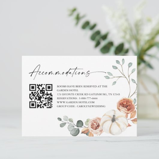 秋秋カボチャ結婚の宿泊施設QRコード エンクロージャーカード (スタンド正面)