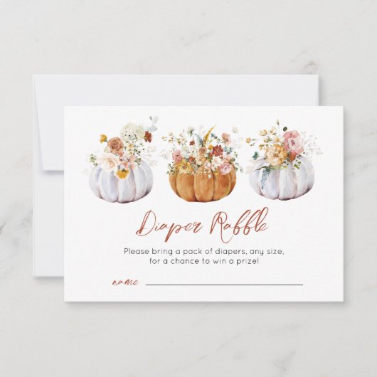 秋秋カボチャ赤ちゃんシャワーラッフルカード サンキューカード (正面)