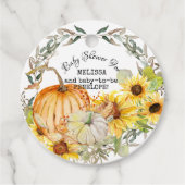 秋秋カボチャnひまわり赤ちゃんシャワーアート フェイバータグ (正面)
