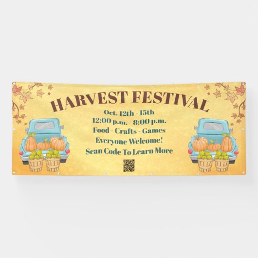 秋秋カボチャQRコードハーベストフェスティバル 横断幕 (横)