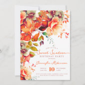 秋秋ガーデンフローラルスウィート16バースデーパーティー 招待状 (正面)
