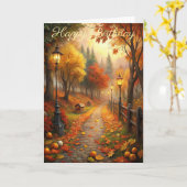 秋秋シーン誕生日カード カード (黄色い花)