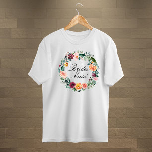 秋秋バラフラワーフローラリースブライドメイド トライブレンドTシャツ