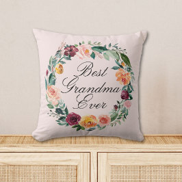秋秋バラフラワーフローラリース最高の祖母 クッション