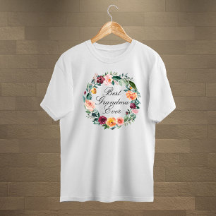秋秋バラフラワーフローラリース最高の祖母 トライブレンドTシャツ