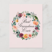 秋秋バラフラワーフローラリース最高の祖母 ポストカード (正面)