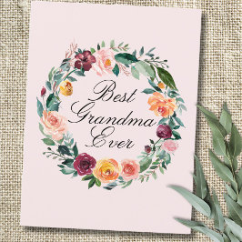 秋秋バラフラワーフローラリース最高の祖母 ポストカード