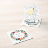 秋秋バラフラワーフローラ結婚リース スクエアペーパーコースター (インサイチュ)