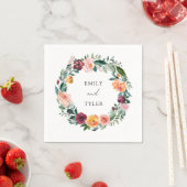 秋秋バラフラワーフローラ結婚リース スタンダードカクテルナプキン (インサイチュ)