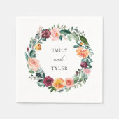 秋秋バラフラワーフローラ結婚リース スタンダードカクテルナプキン (正面)