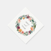 秋秋バラフラワーフローラ結婚リース スタンダードカクテルナプキン (角)