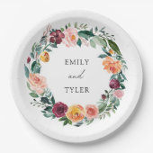 秋秋バラフラワーフローラ結婚リース ペーパープレート (正面)