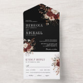 秋秋バ素朴ルガンディフローラブラック結婚ズ オールインワン招待状 (内側)
