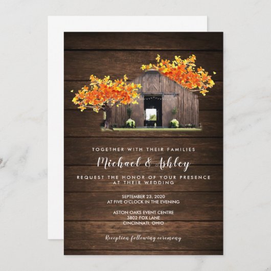 秋秋バ素朴ン結婚式招待状 招待状 (正面/裏面)