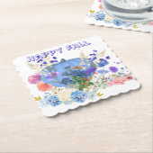 秋秋パンプキンパステルブルーボタニカルフローラ ペーパーコースター (アングル)