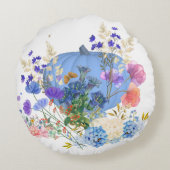 秋秋パンプキンパステルブルーボタニカルフローラ ラウンドクッション (裏面)