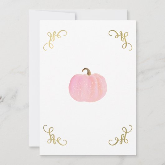 秋秋ピンクスパークルパンプキンスウィート16パーティー 招待状 (裏面)