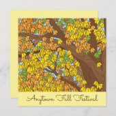 秋秋フェスティバルカスタムカラフル葉 招待状 (正面/裏面)