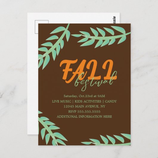 秋秋フェスティバルグリーナリーフライヤー招待状 ポストカード (正面/裏面)