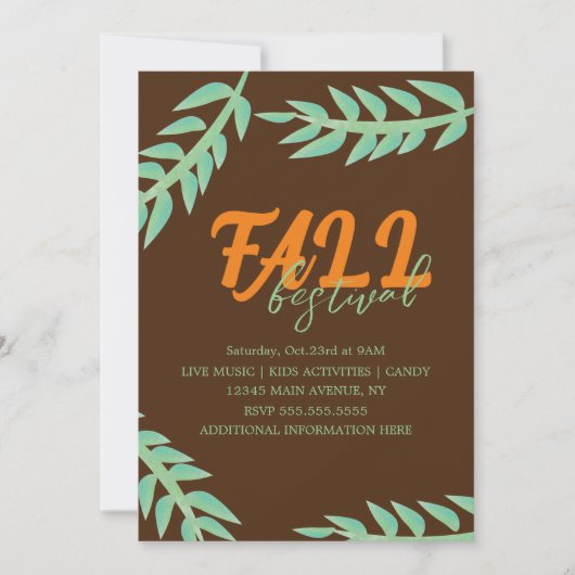 秋秋フェスティバルグリーンリーフライヤー 招待状 (正面)