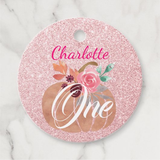 秋秋フローラカボチャ1st誕生日バラ金ゴールド フェイバータグ (正面)