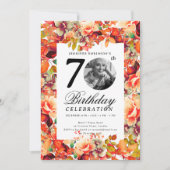 秋秋フローラガーデンフォト70誕生日 招待状 (正面)