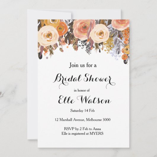 秋秋フローラシックブライダルシャワー招待 招待状 (正面)